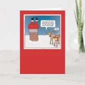 おもしろいサンタクロースが煙突に詰まる シーズンカード (正面)