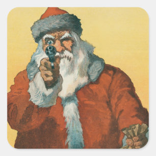 おもしろいサンタクロースとクリスマスガン スクエアシール