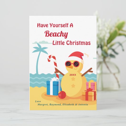 おもしろいサンタクロースのクリスマスの新年をパーソナライズ シーズンカード (スタンド正面)