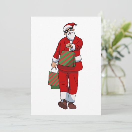 おもしろいサンタクロースのショッピング シーズンカード (スタンド正面)