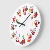 おもしろいサンタクロースクリスマス ラージ壁時計 (傾斜)
