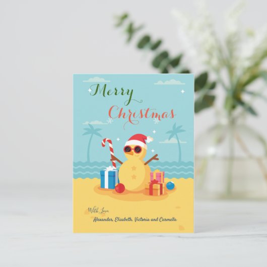 おもしろいサンタクロースシーズン新年おめでとう シーズンポストカード (スタンド正面)