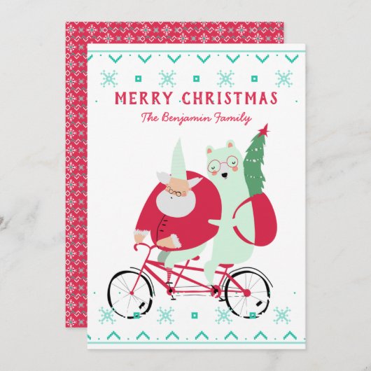 おもしろいサンタクロースメリークリスマス シーズンカード (正面/裏面)
