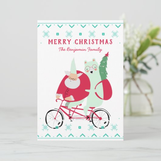 おもしろいサンタクロースメリークリスマス シーズンカード (スタンド正面)