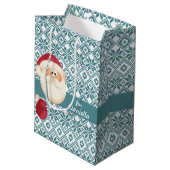 おもしろいサンタクロース名前をカスタムするクリスマス ミディアムペーパーバッグ (裏面アングル)