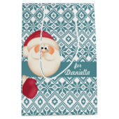 おもしろいサンタクロース名前をカスタムするクリスマス ミディアムペーパーバッグ (正面)