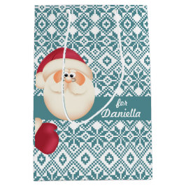 おもしろいサンタクロース名前をカスタムするクリスマス ミディアムペーパーバッグ