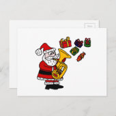 おもしろいサンタクロース遊のチューバクリスマスアート シーズンポストカード (正面/裏面)