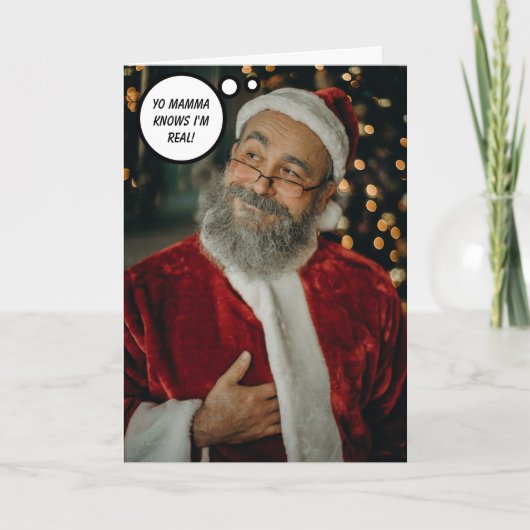 おもしろいサンタクロース、クリスマスの挨拶 カード (正面)