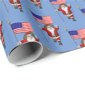 おもしろいサンタクロース（米国国旗） ラッピングペーパー (ロールコーナー)