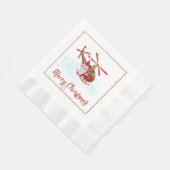 おもしろいサンタクロースinヘリコプタークリスマス紙ナプク 縁ありランチョンナプキン (角)