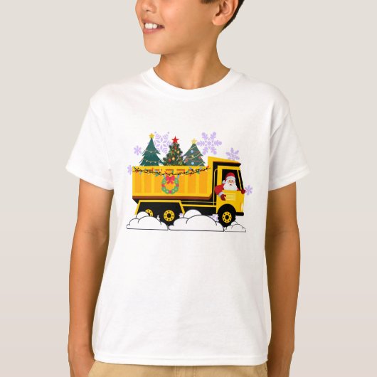 おもしろいサンタダンプトラック Tシャツ (正面)
