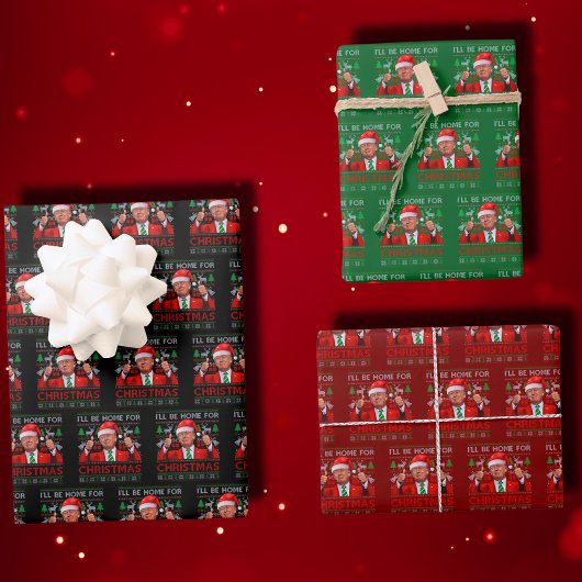 おもしろいサンタトランプ私はクリスマスに帰る ラッピングペーパーシート