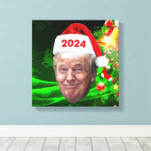 おもしろいサンタトランプ2024クリスマストランプ愛好家ギフト キャンバスプリント (インサイチュ (ウッドフロア))