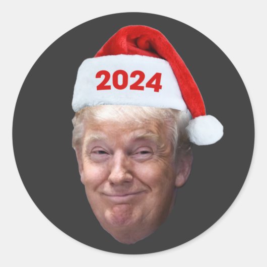 おもしろいサンタトランプ2024クリスマストランプ愛好家ギフト ラウンドシール (正面)