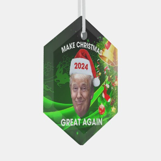おもしろいサンタトランプ2024再びクリスマスを素晴らし作る ガラスオーナメント (正面右)