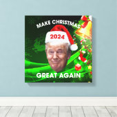 おもしろいサンタトランプ2024再びクリスマスを素晴らし作る キャンバスプリント (インサイチュ (ウッドフロア))