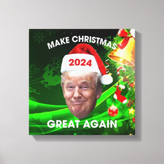 おもしろいサンタトランプ2024再びクリスマスを素晴らし作る キャンバスプリント (正面)