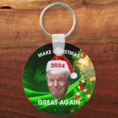 おもしろいサンタトランプ2024再びクリスマスを素晴らし作る キーホルダー (正面)