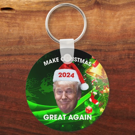 おもしろいサンタトランプ2024再びクリスマスを素晴らし作る キーホルダー (正面)
