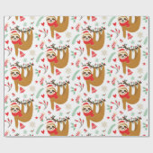 おもしろいサンタハットの可愛いクリスマススロース ラッピングペーパー (フラット)