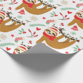 おもしろいサンタハットの可愛いクリスマススロース ラッピングペーパー (角)