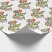 おもしろいサンタハットの可愛いクリスマススロース ラッピングペーパー (角)