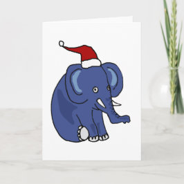 おもしろいサンタハットクリスマスアートの象 シーズンカード