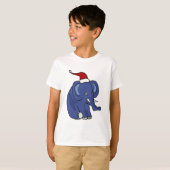 おもしろいサンタハットクリスマスアートの象 Tシャツ (正面フル)
