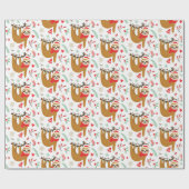 おもしろいサンタハットラッピングの可愛いクリスマススロット ラッピングペーパー (フラット)