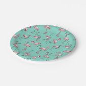 おもしろいサンタハット付きクリスマスフラミンゴ ペーパープレート (アングル)