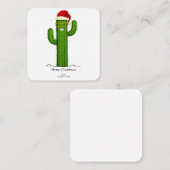 おもしろいサンタハット&グラス付きクリスマスサボテン ノートカード (正面/裏面)