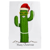 おもしろいサンタハット&グラス付きクリスマスサボテン ミディアムペーパーバッグ (裏面)