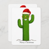 おもしろいサンタハット&グラス付きクリスマスサボテン 出欠カード (正面/裏面)