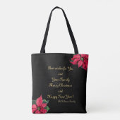 おもしろいサンタパピークリスマスツリーレッドポインセティアス トートバッグ (裏面)