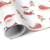 おもしろいサンタ付きクリスマスライトジンジャーブレッドマン ラッピングペーパー (ロールコーナー)