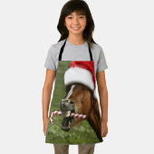 おもしろいサンタ帽をかぶったクリスマスの馬 エプロン (インサイチュ)
