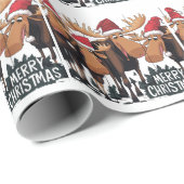 おもしろいサンタ帽子でムースのクリスマス抽象芸術 ラッピングペーパー (ロールコーナー)