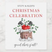 おもしろいサンタ煙突の名前クリスマスお祝い ワインラベル (シングルラベル)