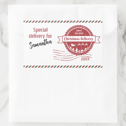おもしろいサンタ特産クリスマス 長方形シール (バッグ)