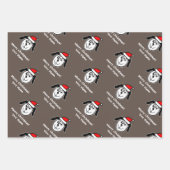 おもしろいサンタ犬のクリスマスラッピング紙 ラッピングペーパーシート (正面3)