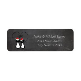 おもしろいサンタ猫カップルのクリスマスチョークボード ラベル