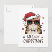 おもしろいサンタ猫「メオウィクリスマス」 シーズンポストカード (正面/裏面)