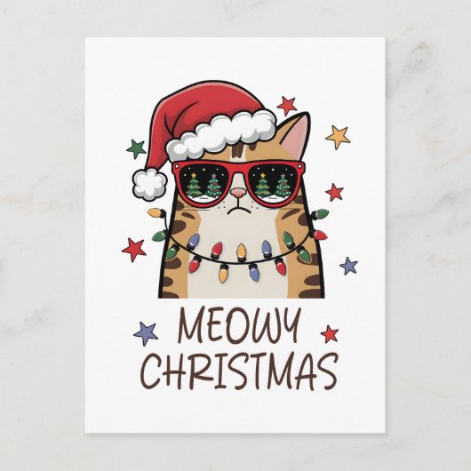 おもしろいサンタ猫「メオウィクリスマス」 シーズンポストカード (正面)