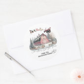 おもしろいサンタ豚、牛、山羊の農場のクリスマス ラウンドシール (封筒)