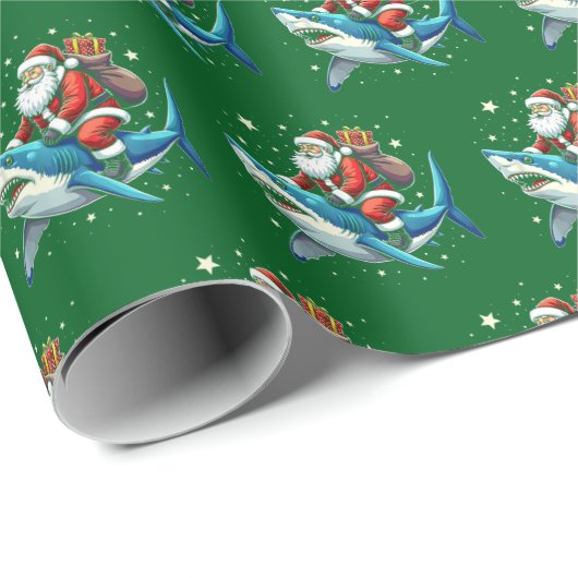 おもしろいサンタ・シャーク・ギフト海獣パーティー装飾 ラッピングペーパー (ロールコーナー)