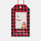 おもしろいサンタ・ハット・クリスマスでバッファローのチェック猫 ギフトタグ (裏面)