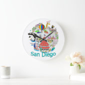 おもしろいサンディエゴカリフォルニア ラージ壁時計 (ホーム)
