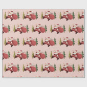 おもしろいサンモダンタイラストレーションピンククリスマスホホ ラッピングペーパー (フラット)