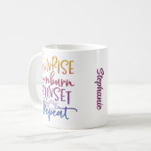 おもしろいサンライズサンバーンサンセットリピートパーソナライズされた コーヒーマグカップ (正面左)